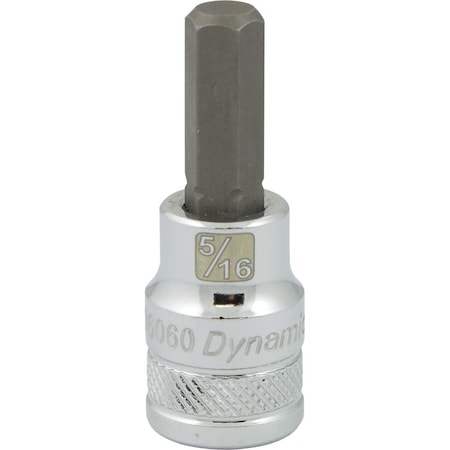 Dynamic Tools 3/8"Dr SAE Hex Head, 5/16" Bit Standard Length, Chrome Socket D006060
